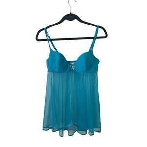 Victoria’s Secret Blue Split Mesh y2k Babydoll Bra Top